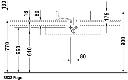 Duravit Vero Above Counter Basin 500 x 470 1 Tap Hole With Overflow