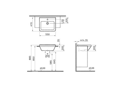 Duravit Starck 3 550 x 470mm Semi Recessed Washbasin 1TH