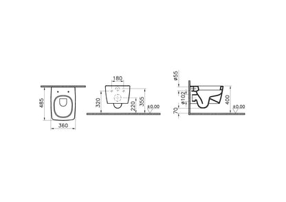 Vitra M-Line Short Projection Wall Hung WC Pan - White