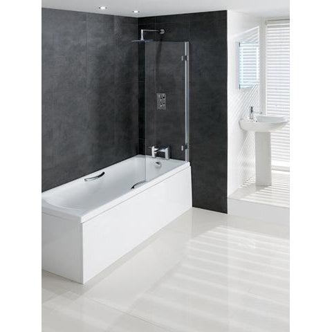 Volente 8mm Hinged Bath Screen Easy-Clean Silver Frame Clear Glass