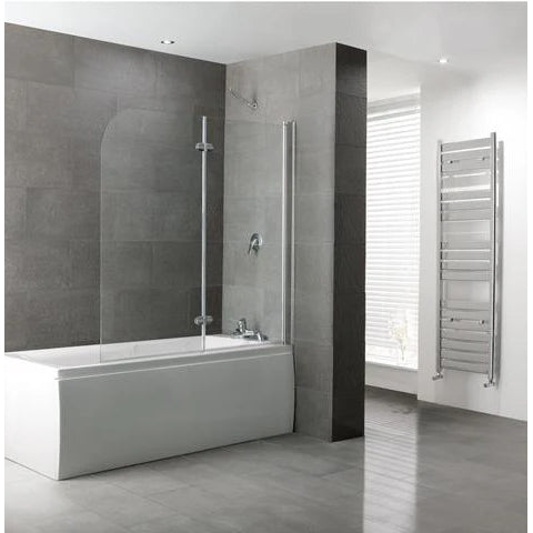 Volente 2 Part Hinged Screen easy-clean Bath Screen Silver Frame, Clear Glass
