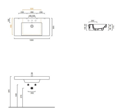 Catalano Zero 100x50 Wall Mounted Rectangular Basin