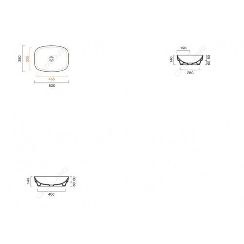 Green Lux 500 x 380mm Satin White Basin