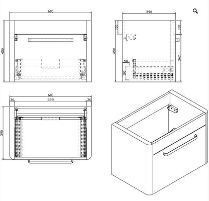 Essentials Suburb 600mm x 395mm Single Drawer Cabinet