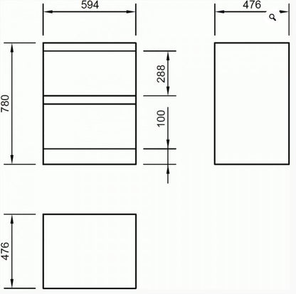 Essentials Flite 600x480mm Two Drawer Floor Standing Unit