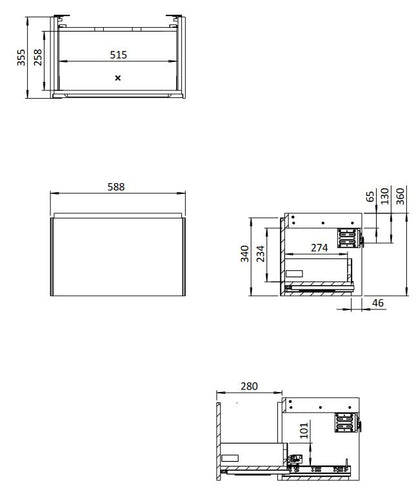 Mada Sage Green 600mm Wall Hung Vanity Unit - Steel