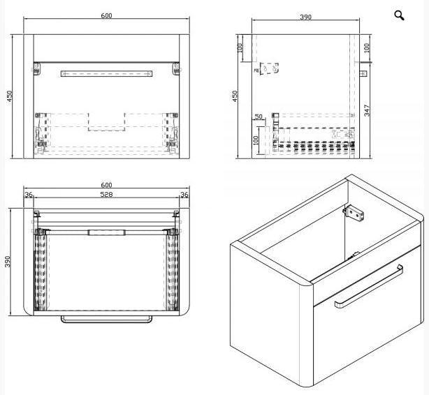 Essentials Suburb 600mm x 395mm Drawer Cabinet