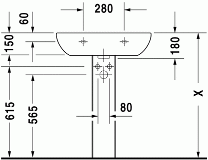 Duravit D-Code 650 x 500 Washbasins