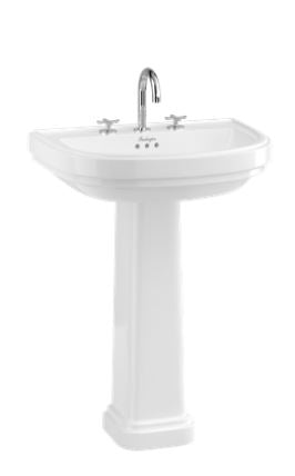 Burlington Riviera 650mm D shape Basin Only - 3 Tap Hole