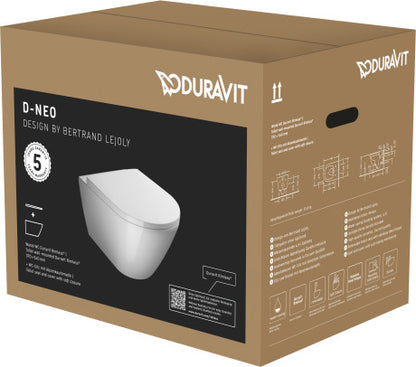 Duravit D-NEO Wall-Mounted Toilet Set, Rimless Toilet with Efficient Flush
