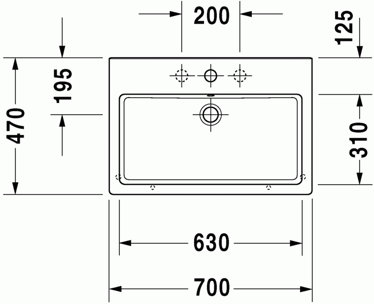Vero 700 x 470 Rectangle Furniture Washbasin w/ Overflow