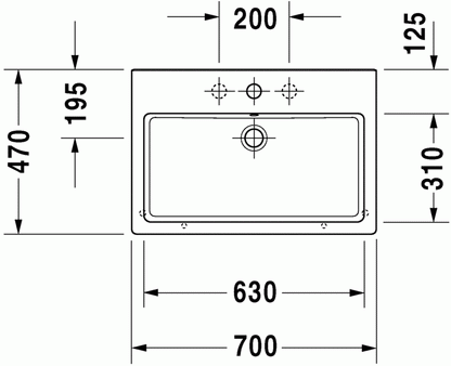 Vero 700 x 470 Rectangle Furniture Washbasin w/ Overflow