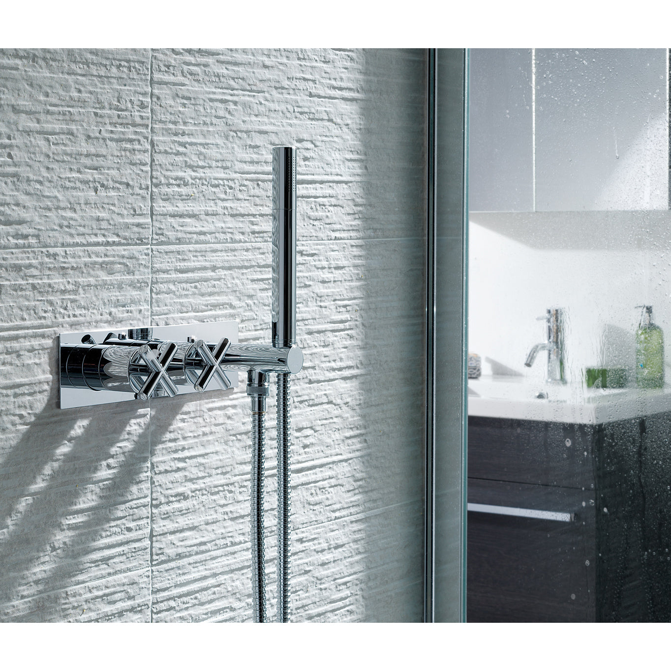 Just Taps Plus Solex Thermostatic Concealed 2 Outlet Shower Valve with Attached Handset