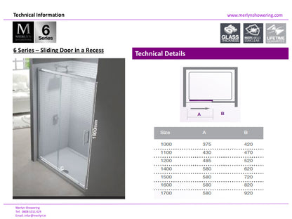 Merlyn 6 Series 1400mm Sliding Shower Door
