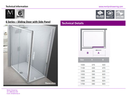 Merlyn 6 Series 1400mm Sliding Shower Door