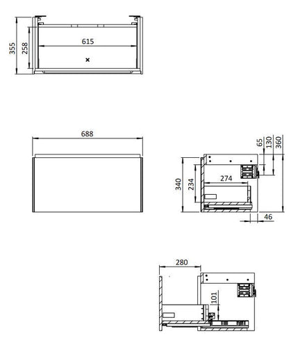 Mada 700mm Wall Hung soft close Vanity Unit -  Soft Clay