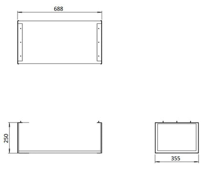 Mada Wall Mounted Rectangular Shelf & Frame Blue 700mm