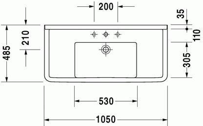 Starck 3 1050 x 485mm Furniture Washbasin w/ Overflow