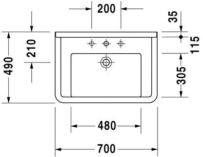 Duravit Starck 3 700 x 490 Furniture Washbasin - 1 Tap Hole