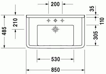 Starck 3 850 x 485mm Furniture Washbasin w/ Overflow