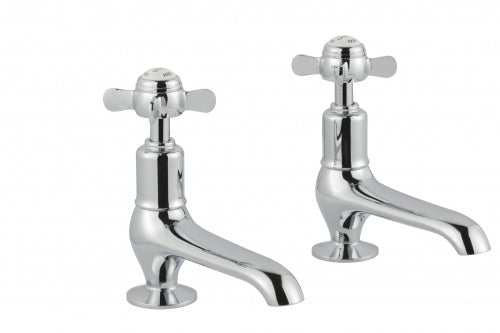 Just Taps Grosvenor Pinch Long Nose Basin Taps - Nickel