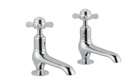 Just Taps Grosvenor Pinch Long Nose Basin Taps - Nickel