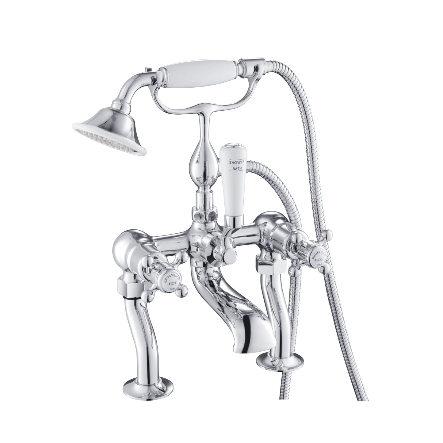 Just Taps Plus Grosvenor Deck Mounted Bath Shower Mixer with Kit