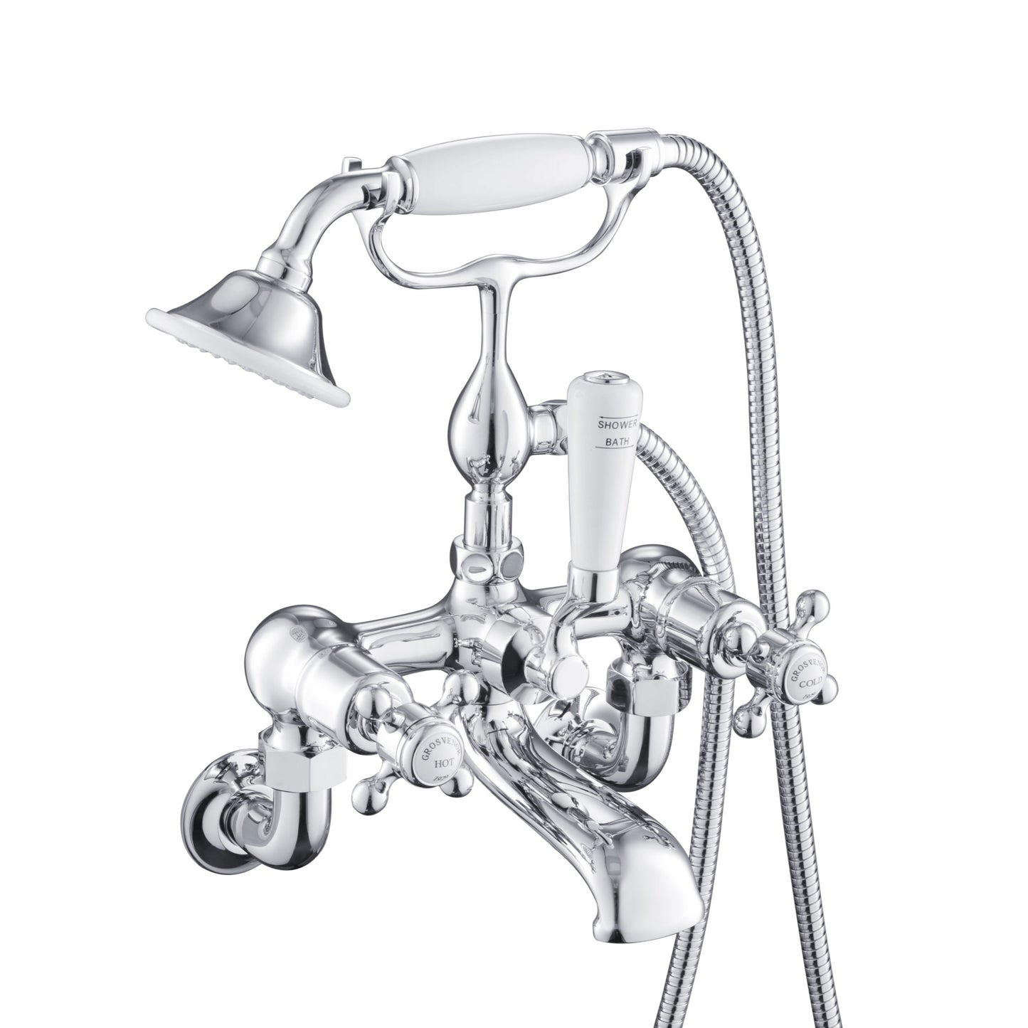 Just Taps Plus Grosvenor Bath Shower Mixer Wall Mounted with Kit