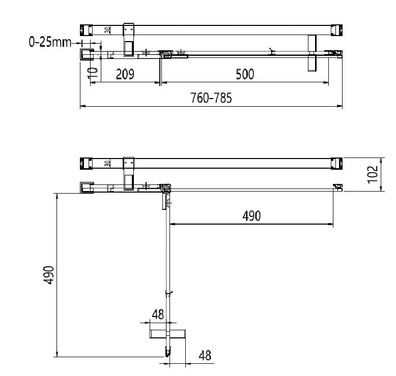 Crosswater Optix Side Panel For Inline Pivot Door 800mm - Slate