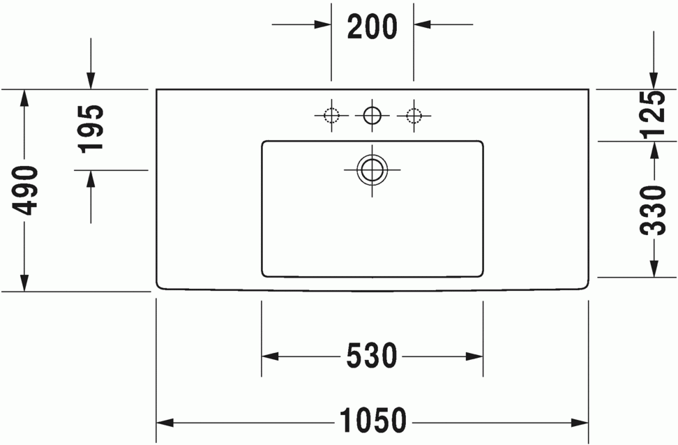 Vero 1050 x 490mm Furniture Washbasin with Overflow