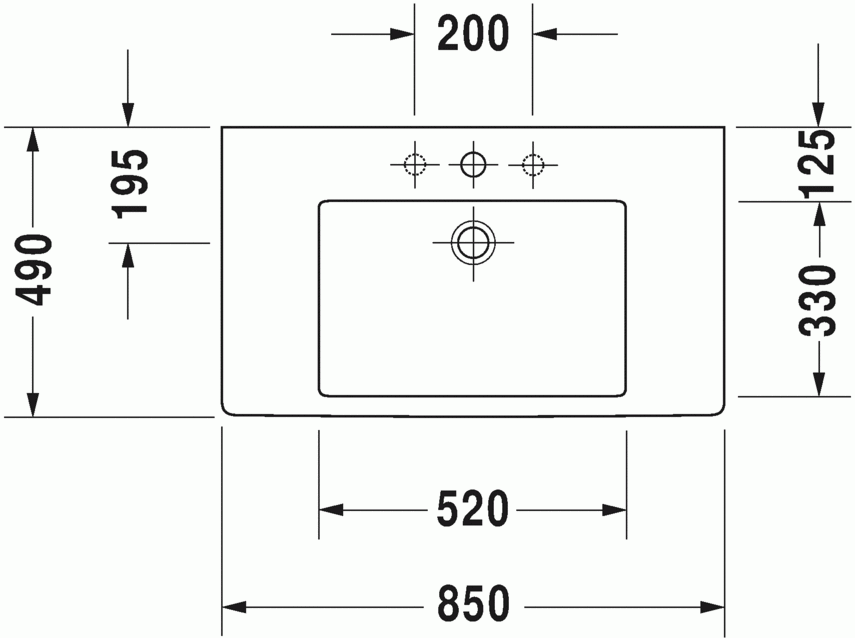 Vero 850 x 490 Wall Mounted Furniture Washbasin w/ Overflow