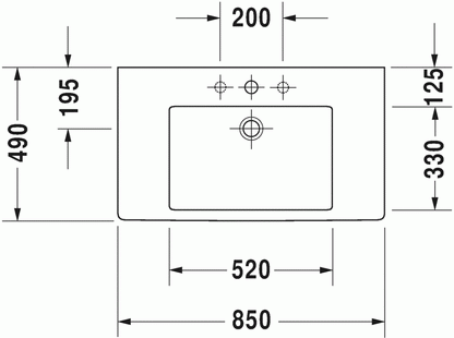 Vero 850 x 490 Wall Mounted Furniture Washbasin w/ Overflow