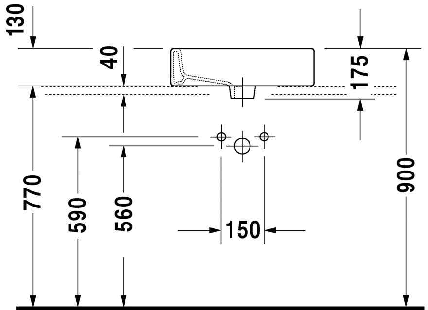 Duravit Vero Above Counter Basin 500 x 470 1 Tap Hole With Overflow