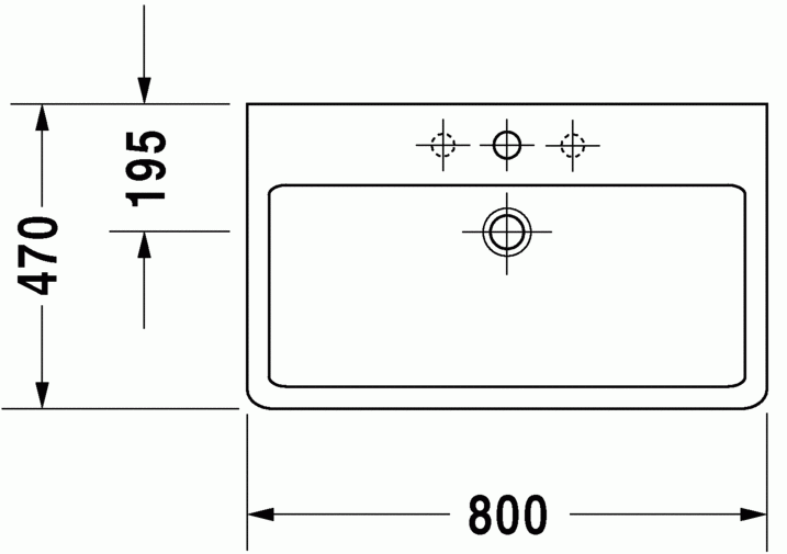 Vero 800 x 470 Countertop Furniture Washbasin w/ Overflow