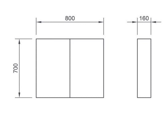 Essentials Echo Single Door 800 x 700mm Mirror Cabinet in White Gloss