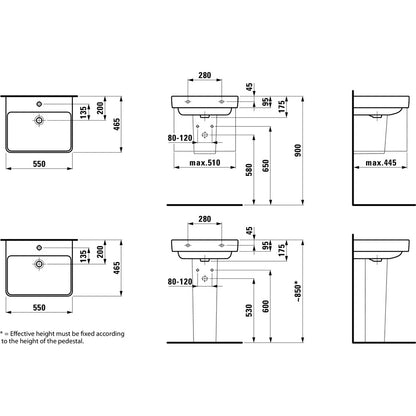 Laufen Pro S 550 x 465 mm Basin 1 Tap Hole - White