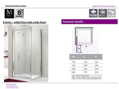 Merlyn 8 Series 700mm Infold Shower Door