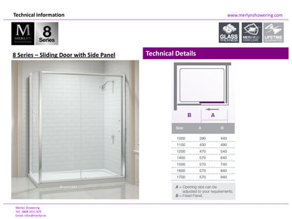 Merlyn 8 Series 1000mm Sliding Shower Door
