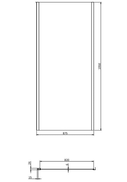 Crosswater Clear 6 900mm Shower Side Panel Brushed Brass