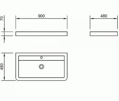 Essentials Flite 900x480mm Basin With One Tap Hole