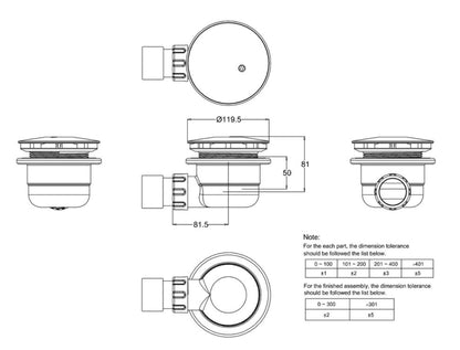 Crosswater 90mm Matt Black High Flow Shower Waste