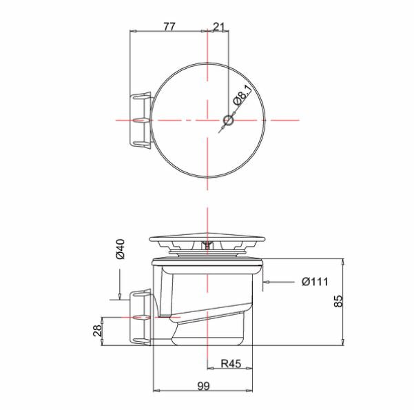 Britton High Flow Shower Waste Matt Black