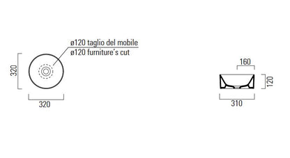 GSI KUBE X 320mm Round Countertop Basin White
