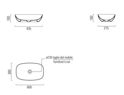 GSI Nubes Basin Counter Matt Ghiacchio 600 x 380mm