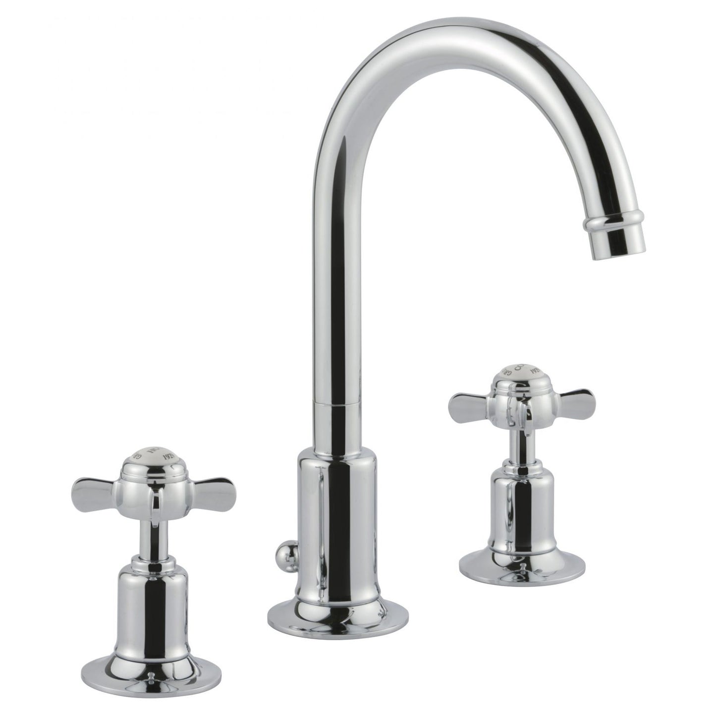 Just Taps Plus Grosvenor 3 Hole Basin Mixer with Swivel Spout and Pop Up Waste