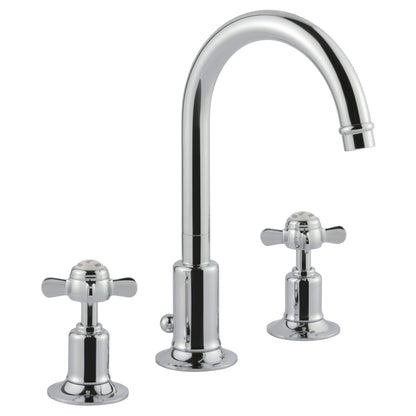 Just Taps Plus Grosvenor 3 Hole Basin Mixer with Swivel Spout and Pop Up Waste