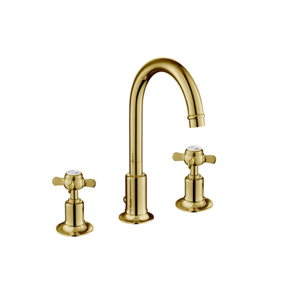 Just Taps Plus Grosvenor 3 Hole Basin Mixer with Swivel Spout and Pop Up Waste