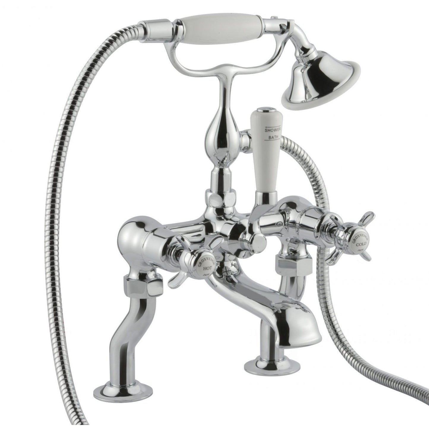 Just Taps Plus Grosvenor Deck Mounted Bath Shower Mixers with Kit