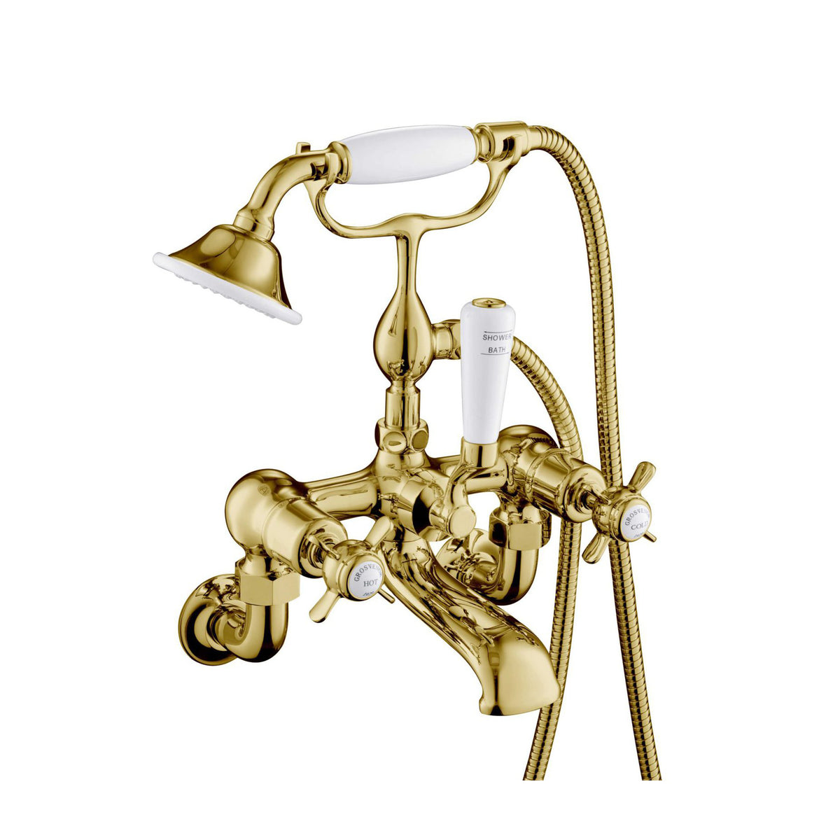 Just Taps Plus Grosvenor Bath Shower Mixers Wall Mounted with Kit