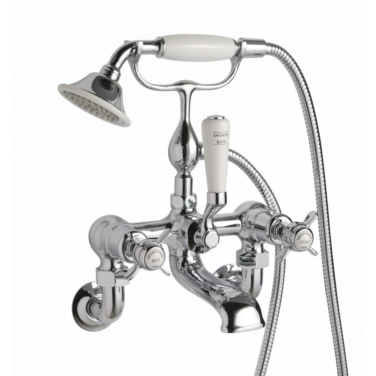 Just Taps Plus Grosvenor Bath Shower Mixers Wall Mounted with Kit